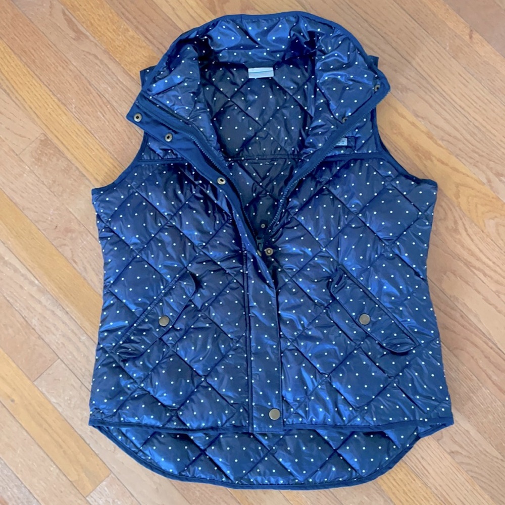 Columbia Navy Blue and Polka Dot Quilted Vest